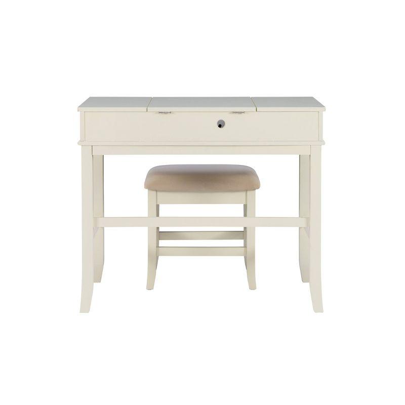 Jackson Traditional Wood Flip-up Mirror Vanity with Stool, Nickel Hardware - Linon