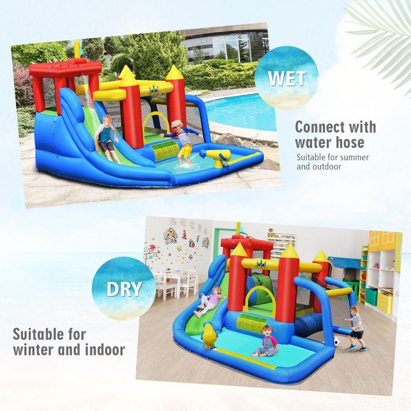 Costway Inflatable Bouncer Water Climb Slide Bounce House Splash Pool w/ Blower