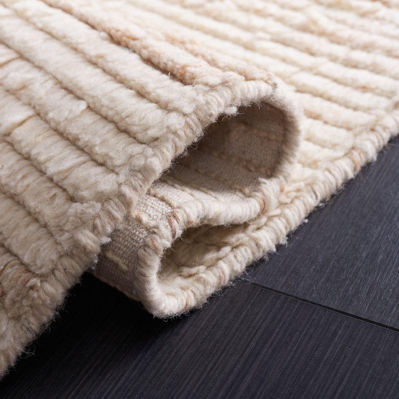 Handmade Beige Ivory Shag Wool-Cotton Blend Tufted Rug