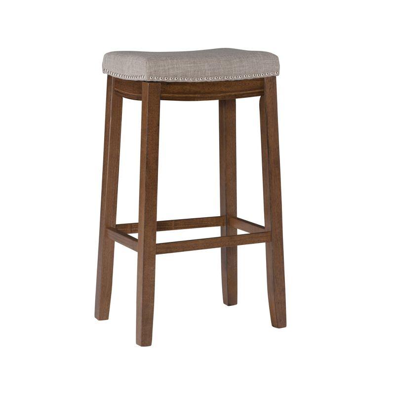Linon 3pc Claridge Backless Stools Bar Height Dining Set Rustic: Pub Table with Upholstered Seating