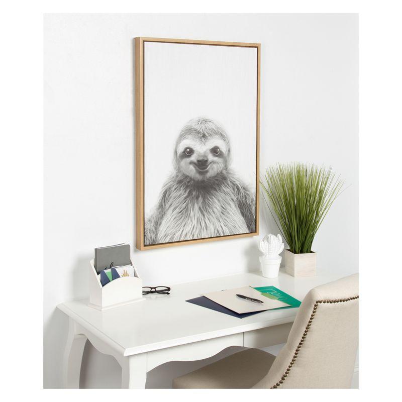 33" x 23" Sylvie Sloth Animal Print And Portrait By Simon Te Tai Framed Wall Canvas - Kate & Laurel