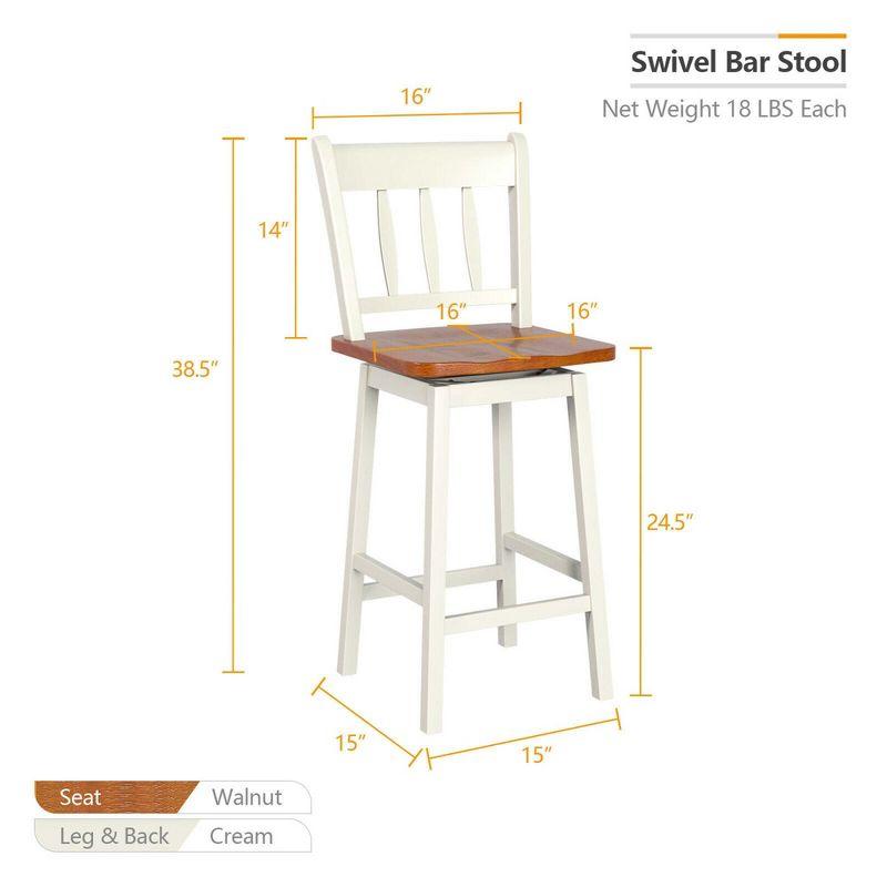 Costway 2PCS Bar Stool 24.5'' Swivel Counter Height Chair w/ Footrest