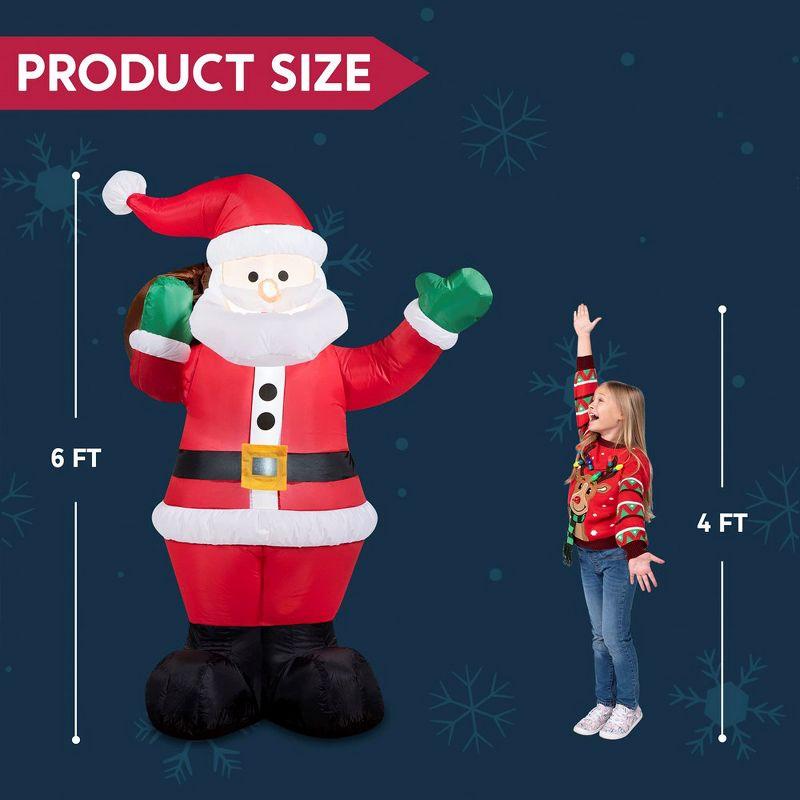 Joiedomi 6 FT Christmas Inflatable Santa with Gift Bag, Blow Up Xmas Inflatable Decorations with Build in LEDs for Christmas Indoor Outdoor Decor