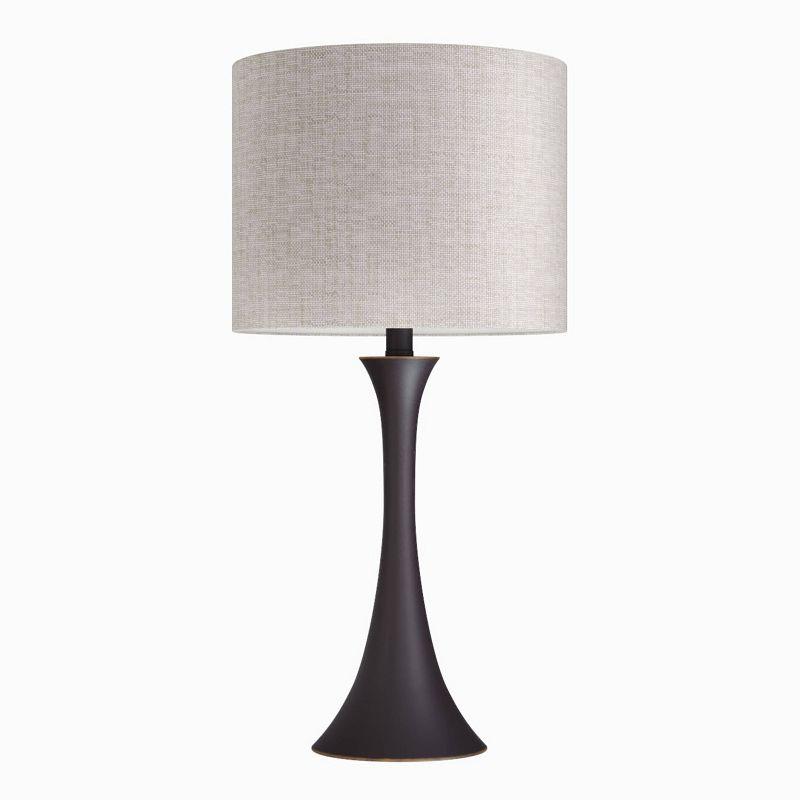 LumiSource (Set of 2) Lenuxe 24" Contemporary Metal Table Lamps Oil Rubbed Bronze with Natural Linen Shade from Grandview Gallery