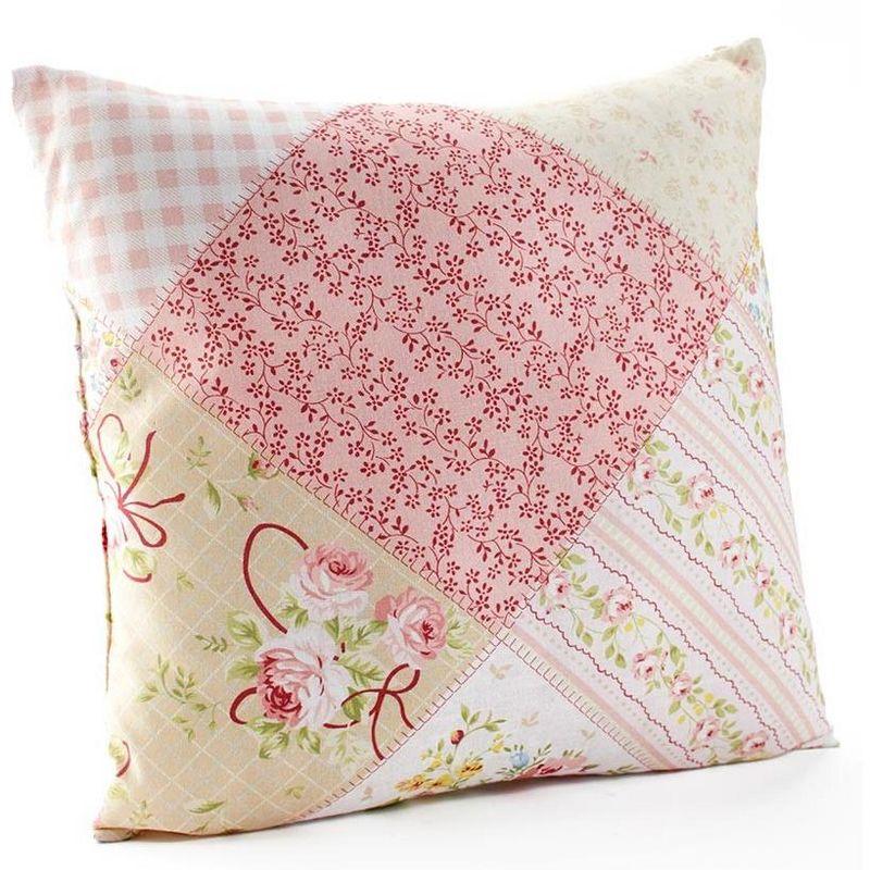 Emma Floral Patchwork Quilted Square Throw Pillow