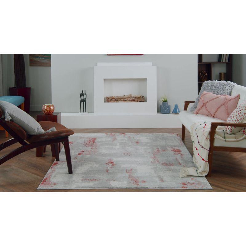 Grey Ivory 8' x 10' Abstract Synthetic Easy Care Rug