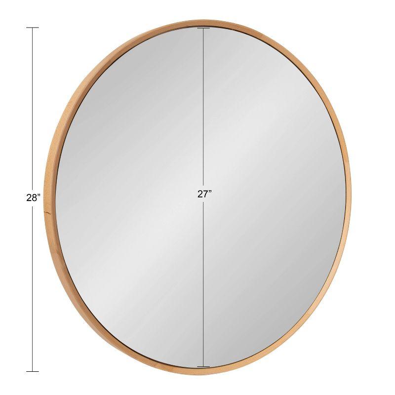 28" x 28" Norlund Framed Round Decorative Wall Mirror Natural - Kate & Laurel All Things Decor: Beechwood, No Assembly