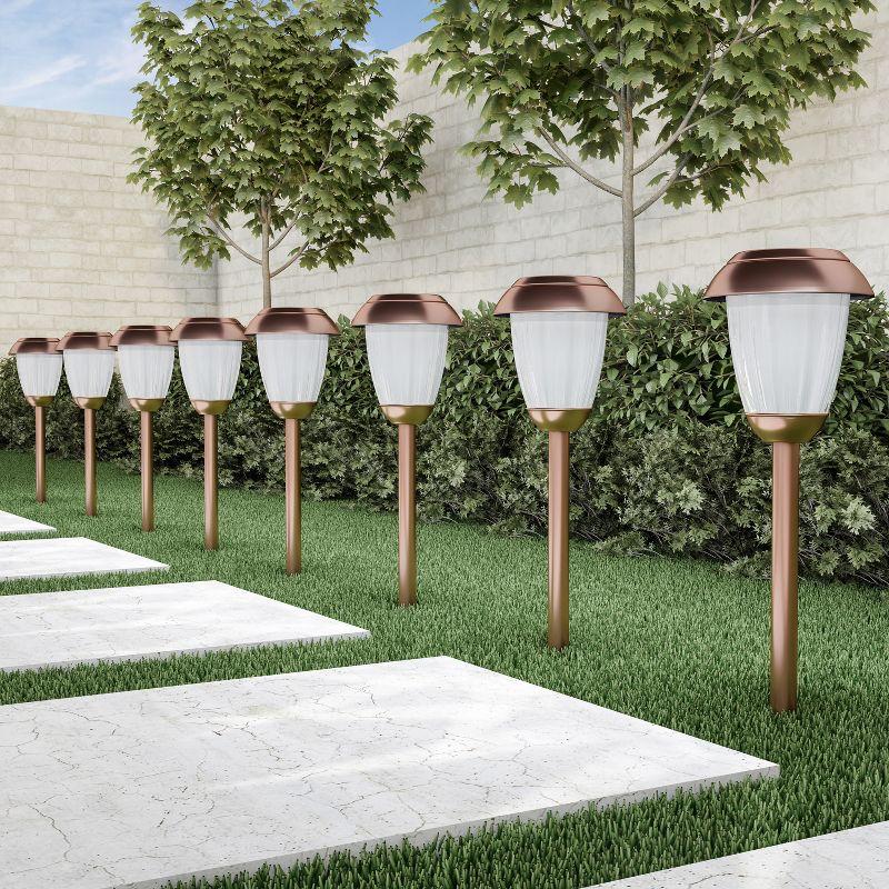 Nature Spring Set of 8 Solar Powered Pathway Lights With Rechargeable Batteries - 16" Tall