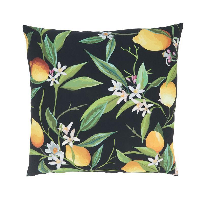 Black and Yellow Lemon Design Outdoor Throw Pillow