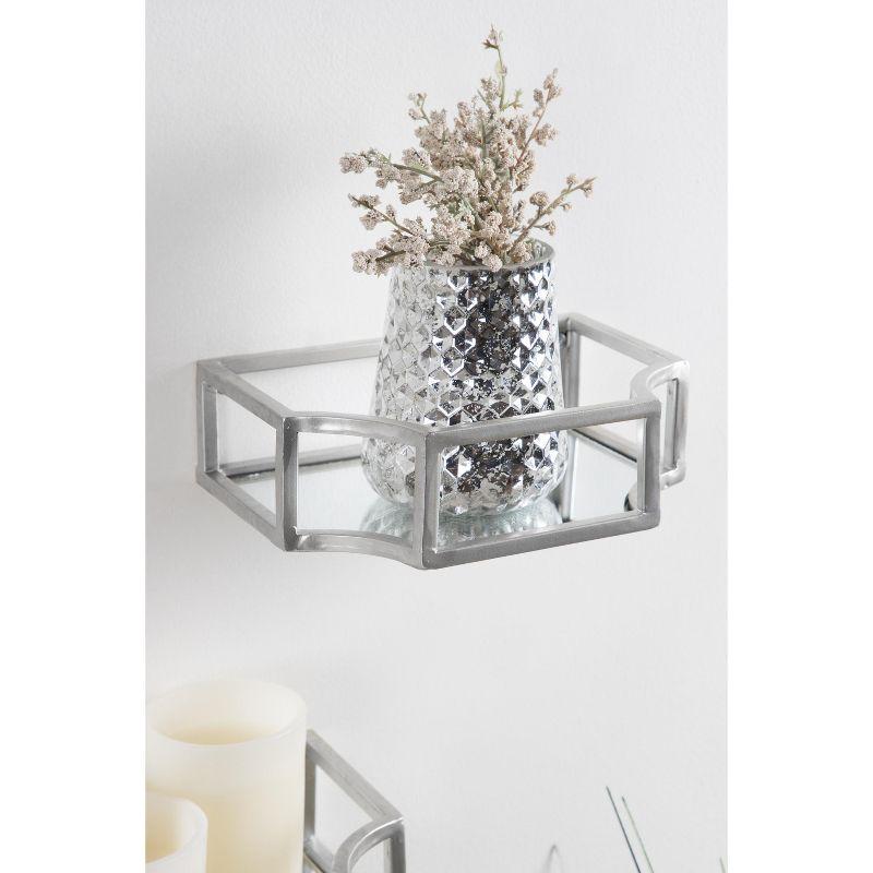 Ciel Glam Geometric Silver Wall Sconce Shelf Set