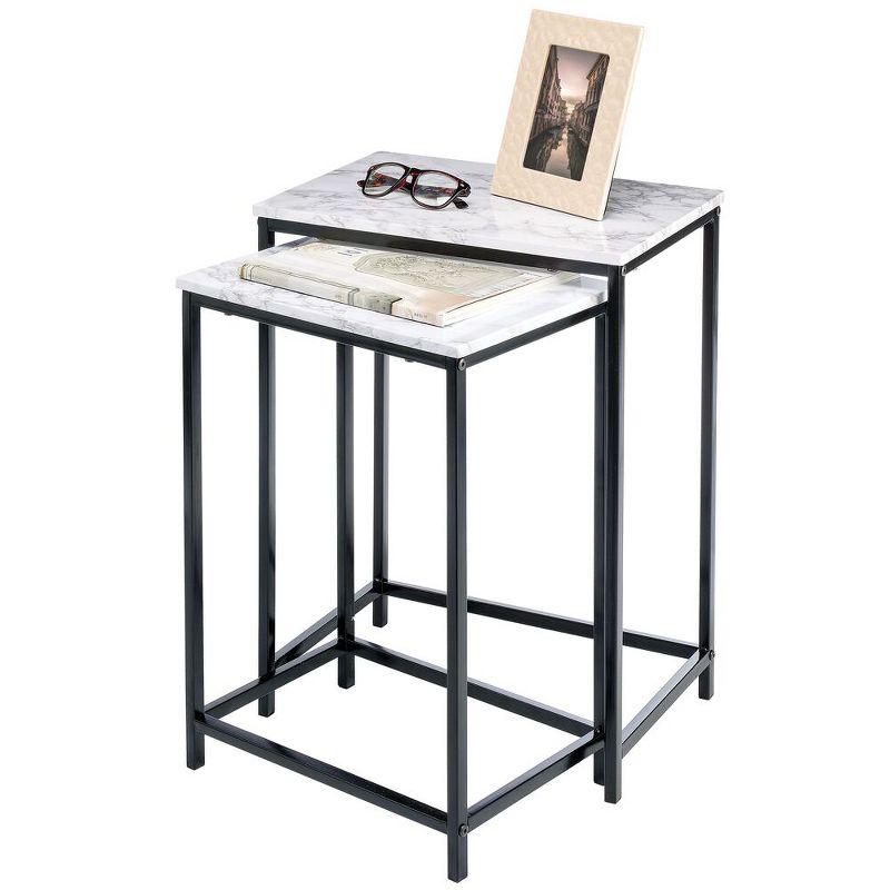 mDesign Modern Home Decor, Metal Wood End Table