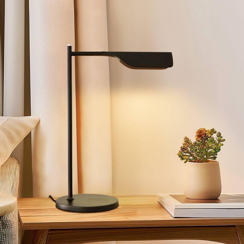 Brightech Leaf 16" Vintage LED Desk Lamp with Wireless Charging Pad, Adjustable Arm, and 3-Way Dimming