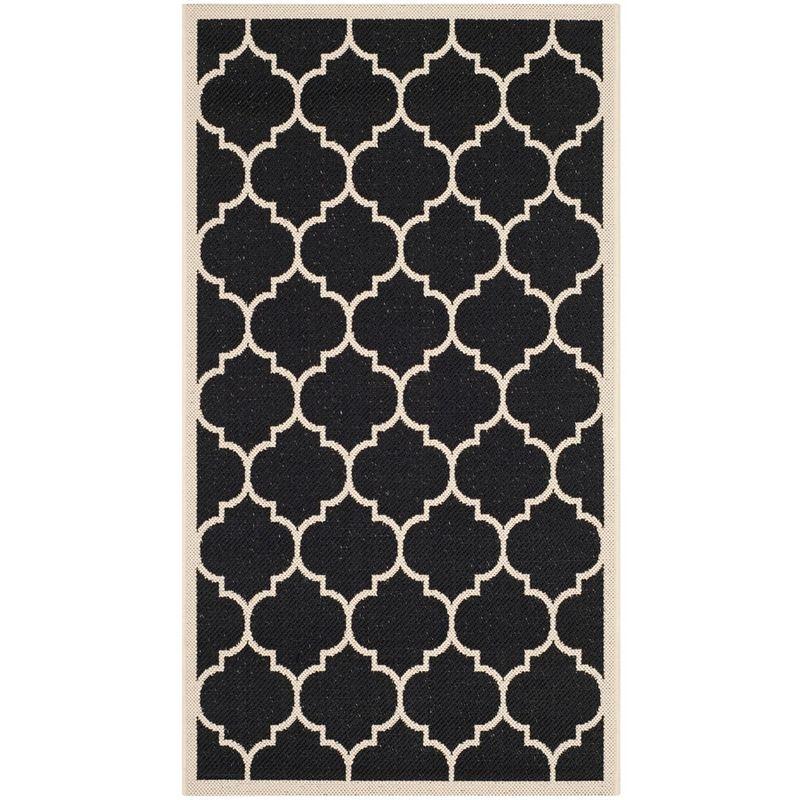 Elegant Black Synthetic Rectangular Indoor/Outdoor Rug, 31in x 4in