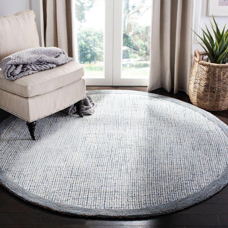 Abstract ABT220 Handmade Indoor Area Rug - Navy/Ivory - 6' Round - Safavieh