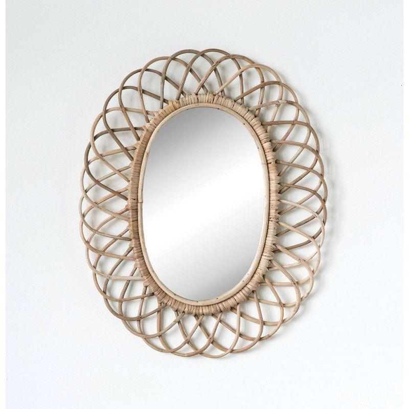 Oval Woven Bamboo Wall Mirror Brown - Storied Home