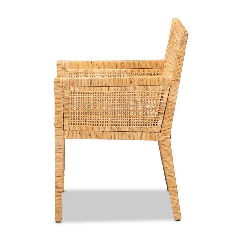 Karis Wood and Rattan Armchair Natural/White - bali & pari: Polyester Upholstery, No Assembly Required