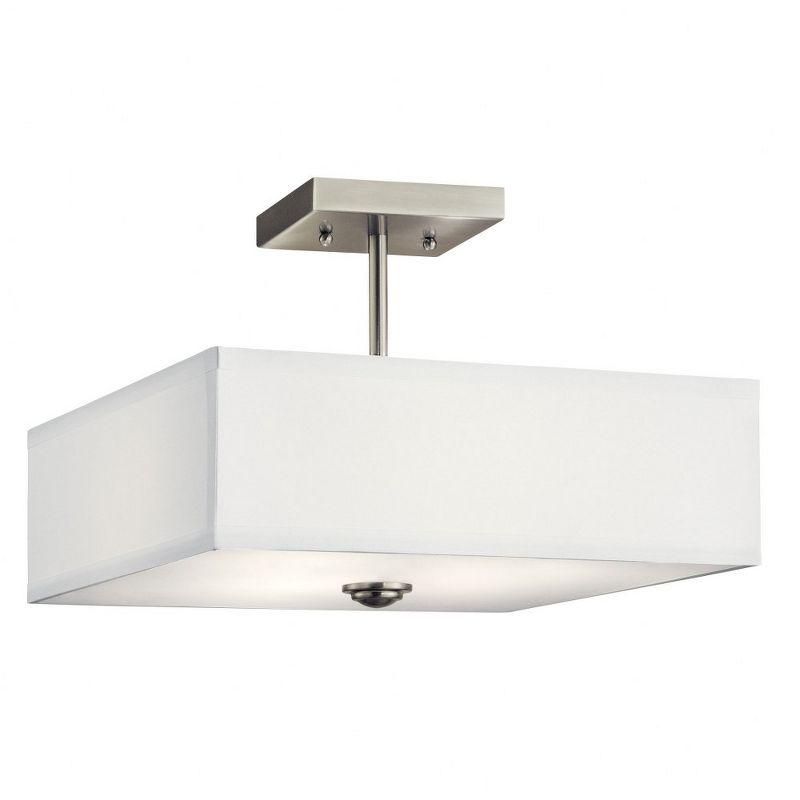 Elegant Urban 14" Brushed Nickel Square Semi-Flush Ceiling Light