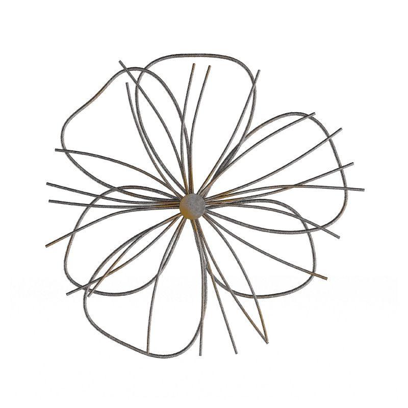 Hastings Home Metallic Wire Layered Flower Hanging Accent Art - Silver/Gold