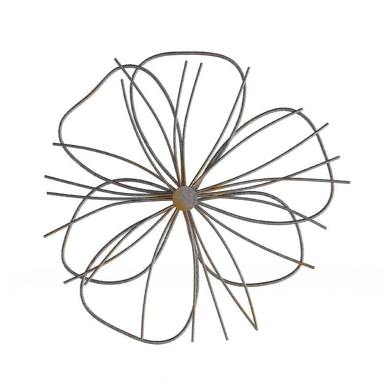 Contemporary Silver & Gold Wire Flower Wall Sculpture