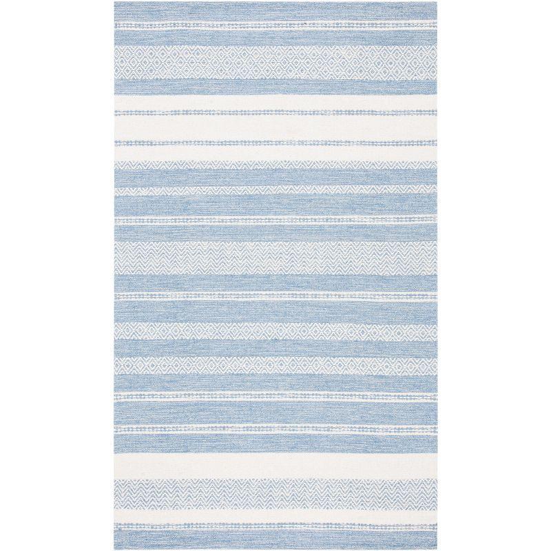 Striped Kilim STK503 Hand Woven Area Rug - Ivory/Blue - 5'x8' - Safavieh.