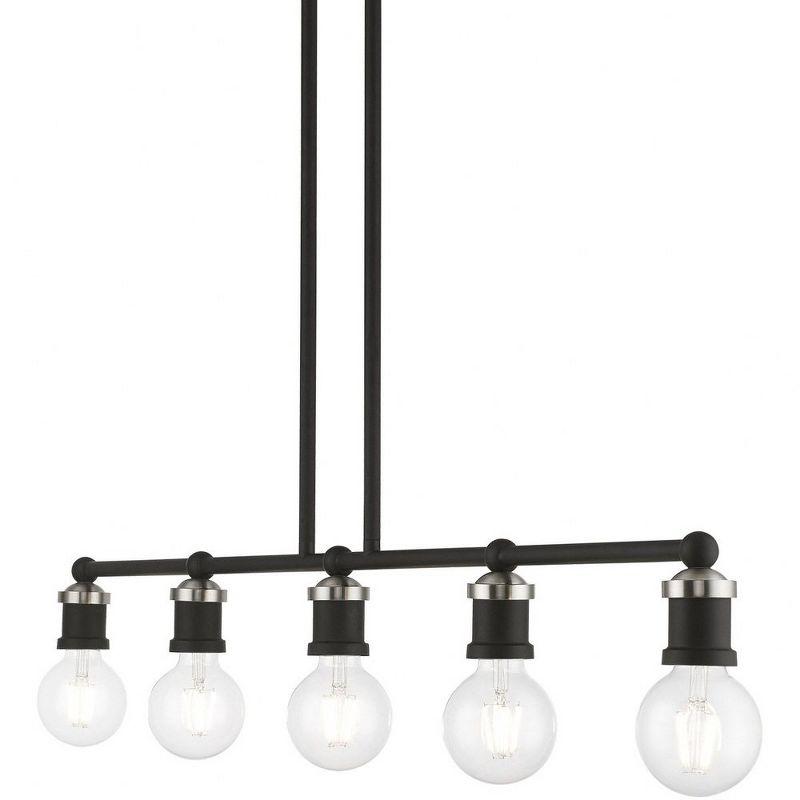 Elegant Lansdale 5-Light Linear Chandelier in Black and Brushed Nickel