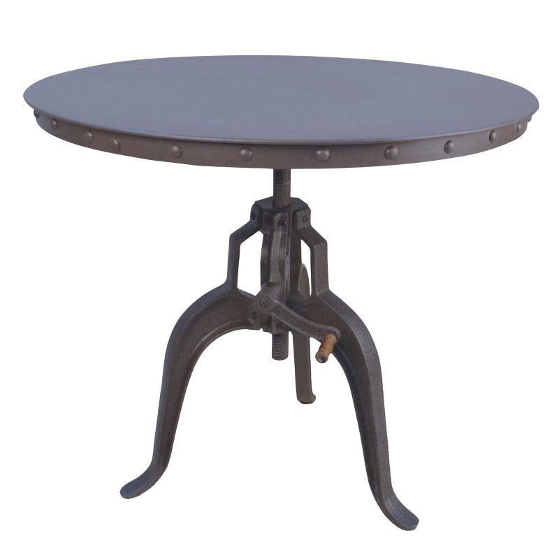 Carolina Living Mundra Adjustable Crank Dining Table: Industrial Style, 30"-36" Height, Metal Frame, Seats 4