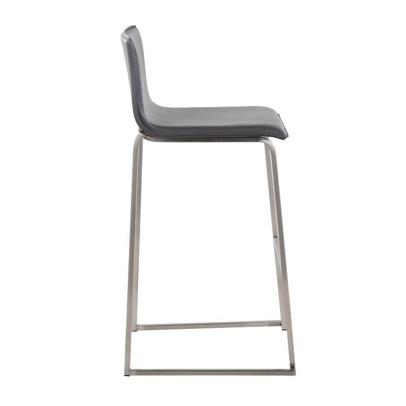 Set of 2 Mara Upholstered Barstools Stainless Steel Gray - Lumisource
