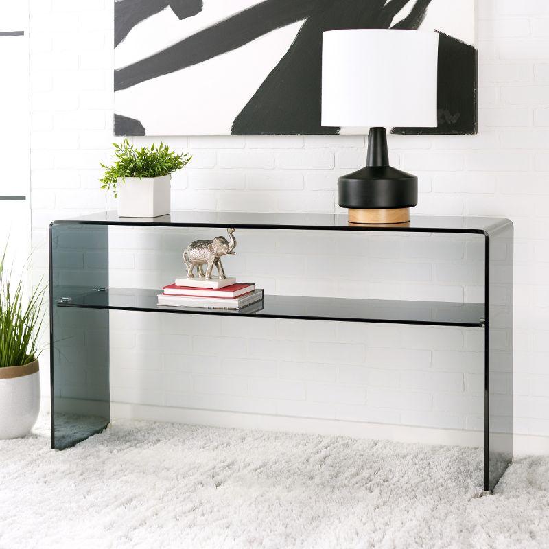 Dash Clear and Gray Glass Hallway Table with Storage Shelf