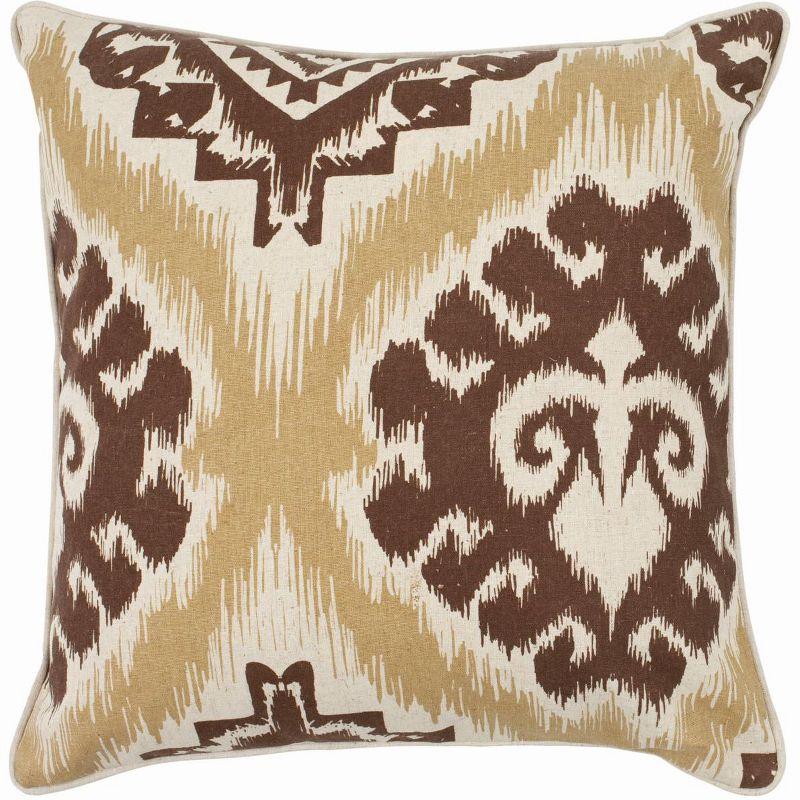 Contemporary Beige and Brown Embroidered Square Pillow Set