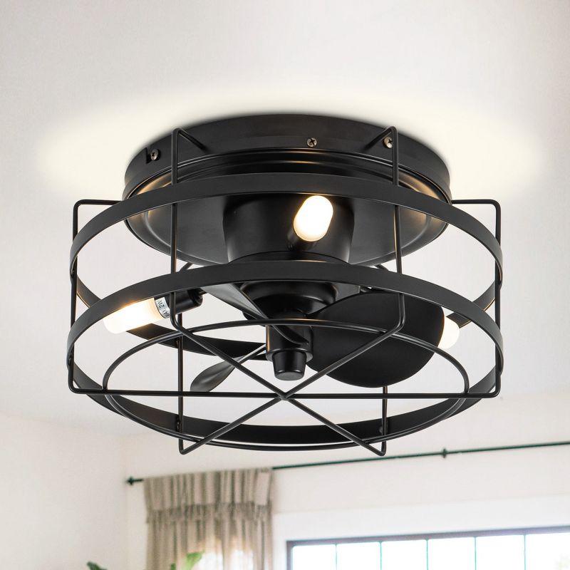 Parrot Uncle 12.2" Modern Black Bladeless Fan Flush Mount Ceiling Fan