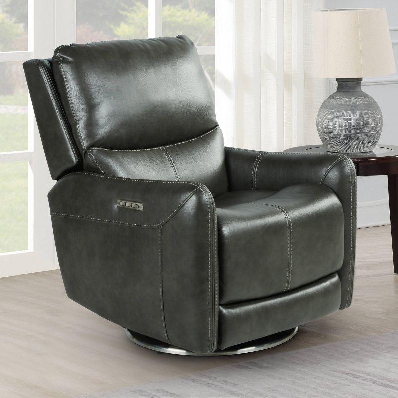 Athens Charcoal upholstered Swivel Power Recliner - Steve Silver Co.
