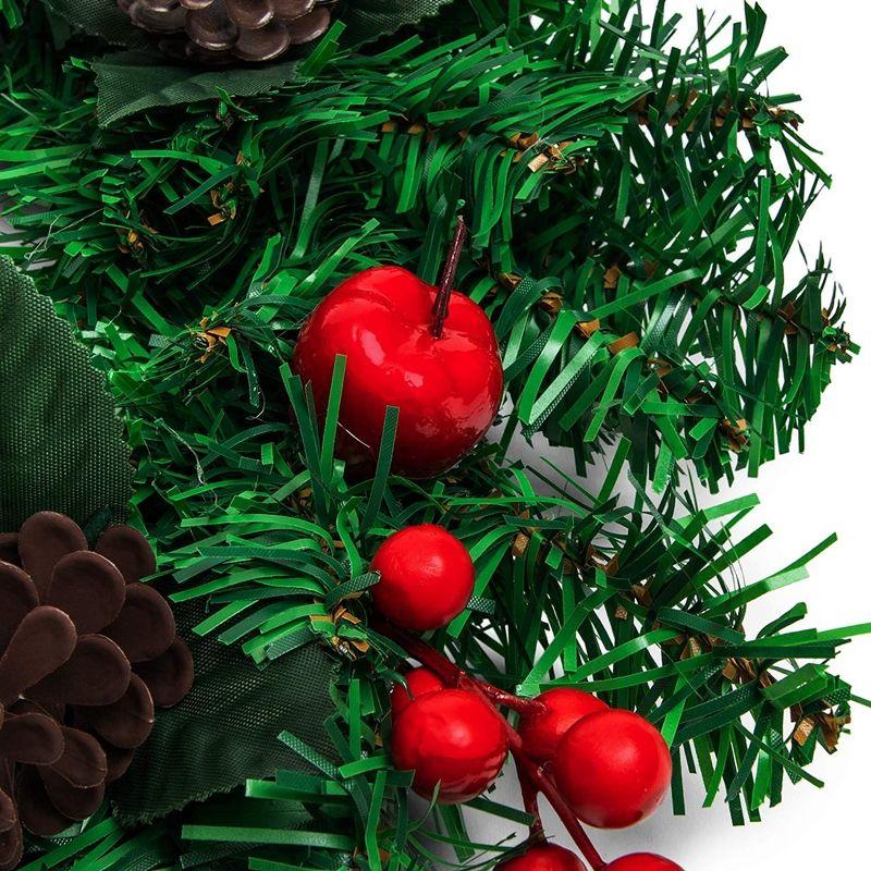 Okuna Outpost 12" Christmas Wreath - Artificial Pine Front Door Ornament Decoration