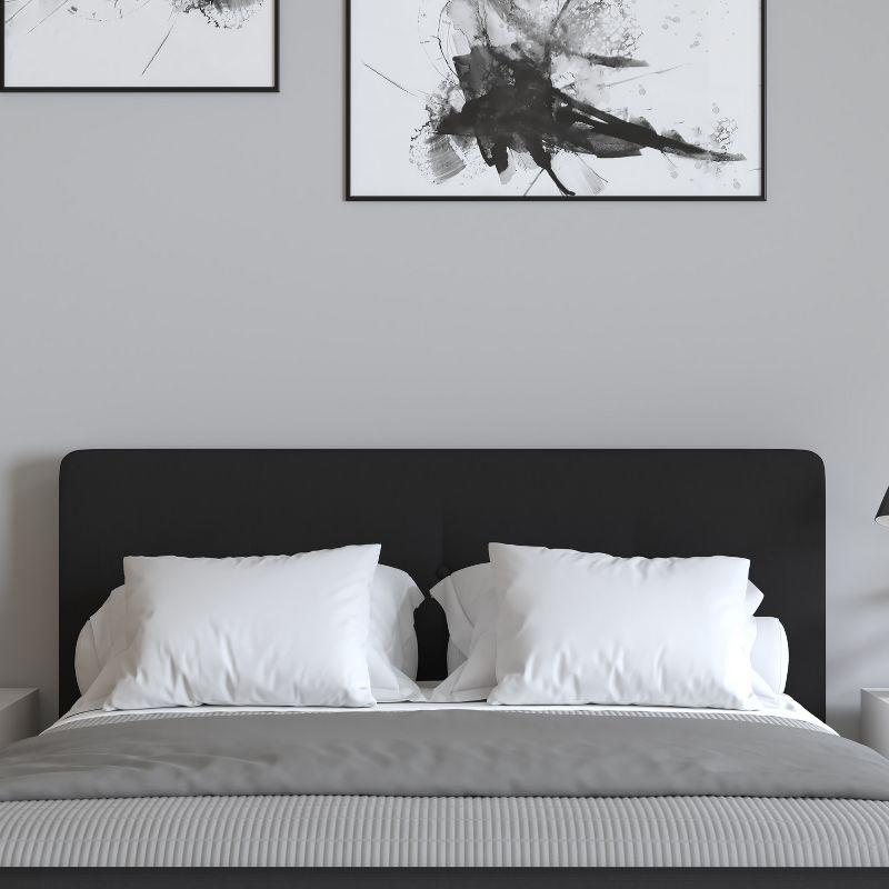 Merrick Lane Queen Size Platform Bed Contemporary Tufted Upholstered Platform Bed with Footboard in Black Fabric