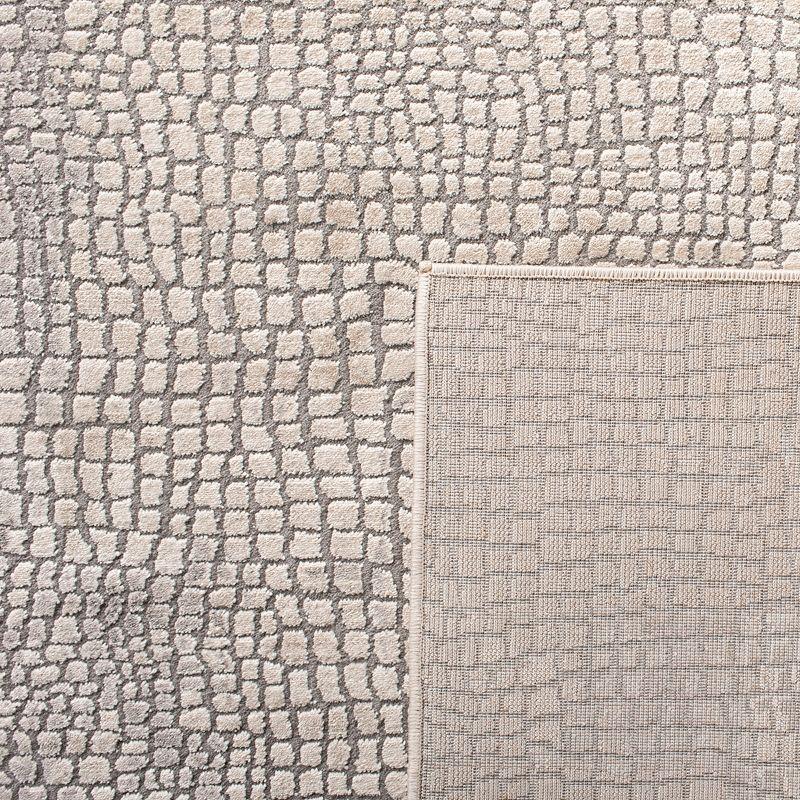 Abstract Gray Hand-Knotted Easy Care Synthetic Area Rug