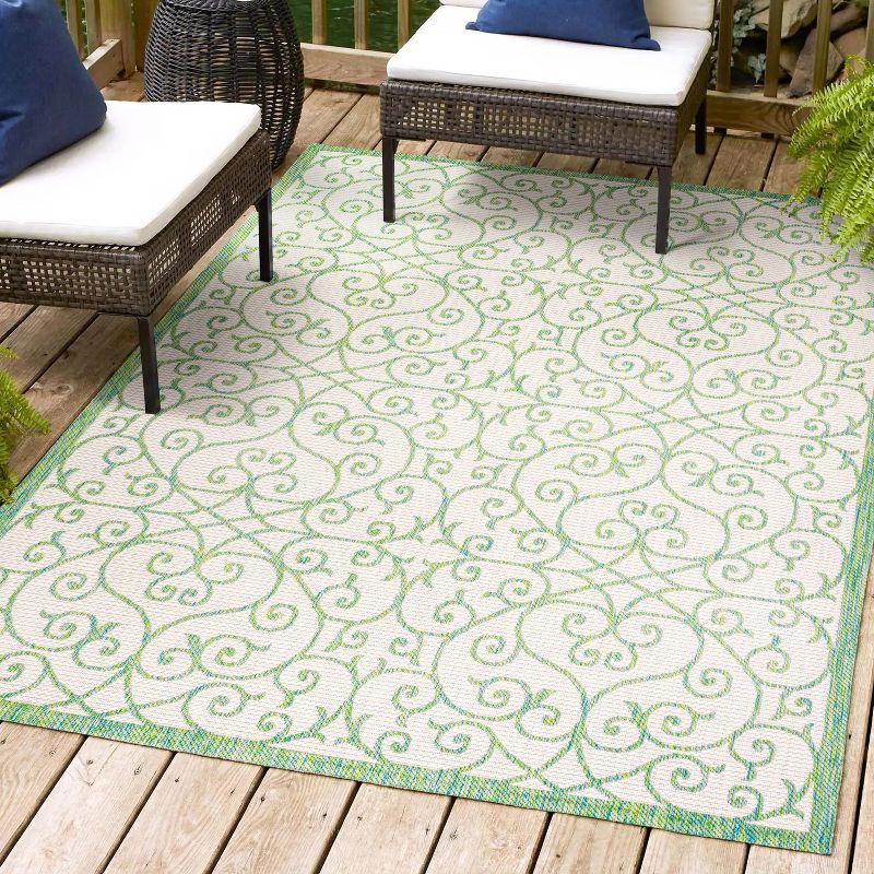 Madrid Vintage Filigree Textured Weave Indoor/Outdoor Area Rug - JONATHAN Y