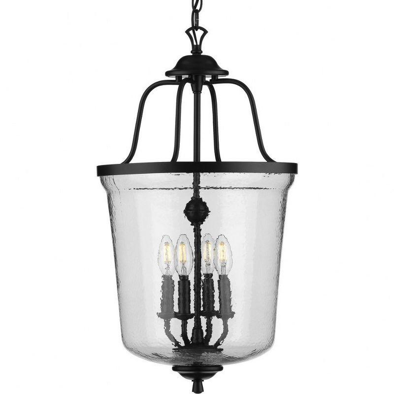 Bowman Matte Black 4-Light Pendant with Clear Glass Shade