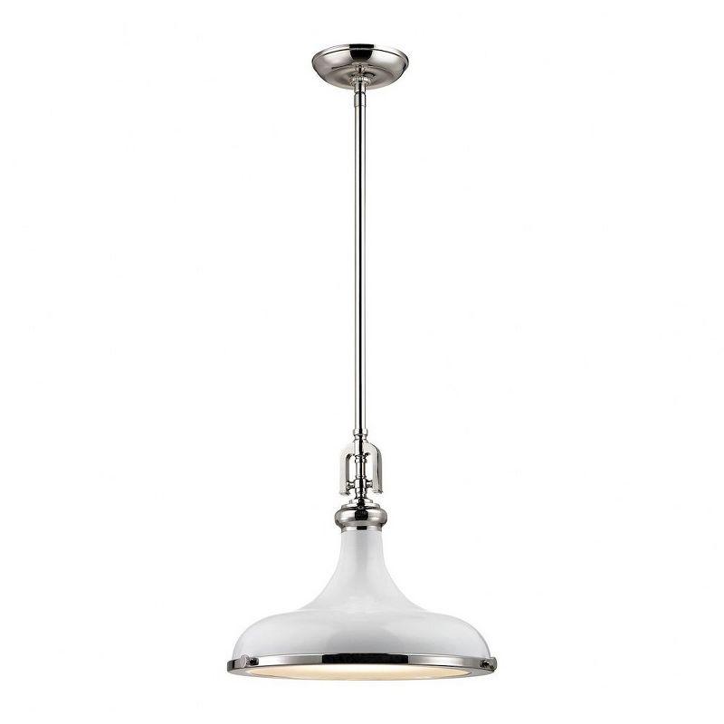 Elk Home Rutherford 1 - Light Pendant in  Gloss White/Polished Nickel