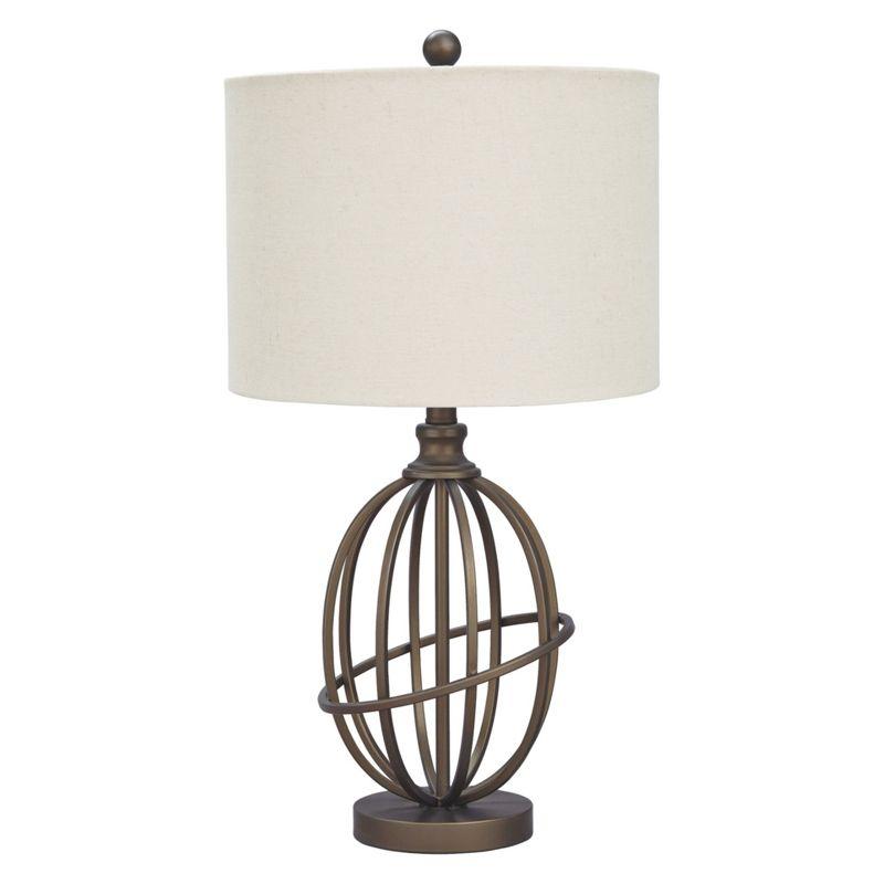 Manasa Metal Table Lamp Antique Brass - Signature Design by Ashley: 3-Way Switch, Linen Shade, for Living Room & Nightstand