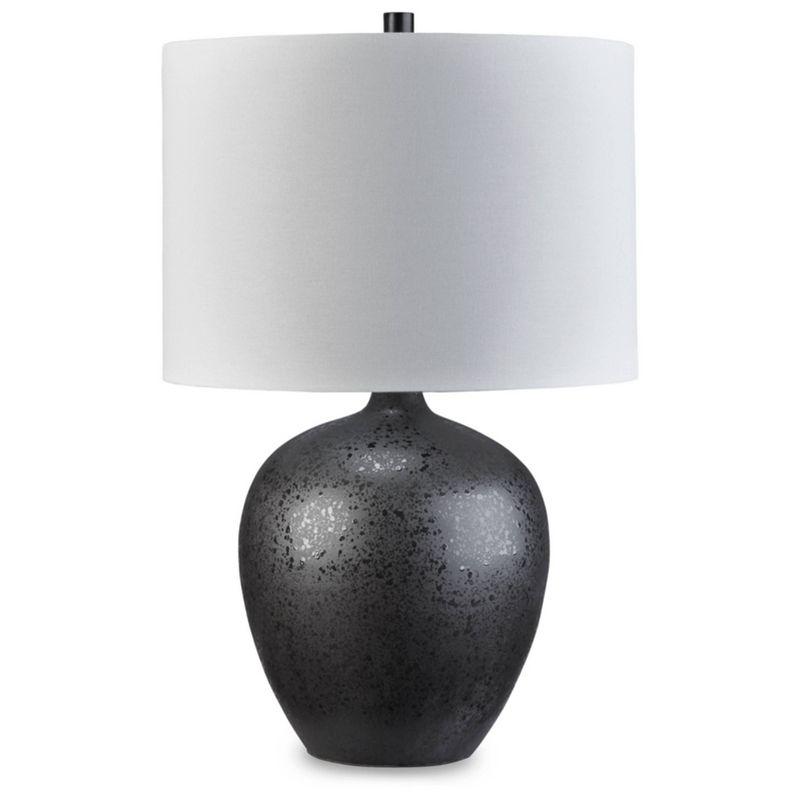 Ladstow Black Ceramic Table Lamp with White Drum Shade