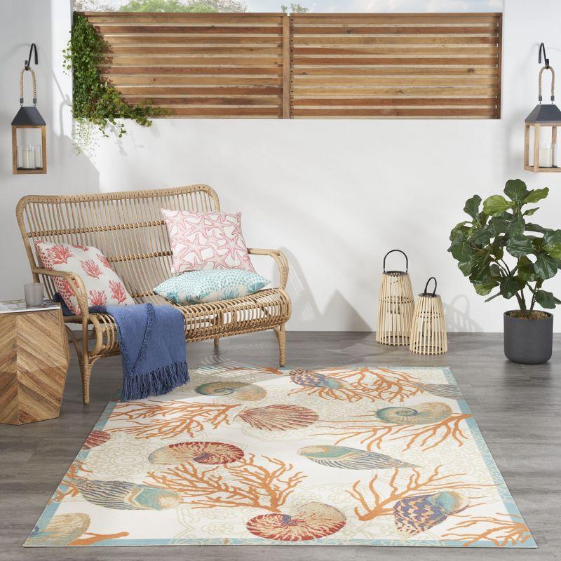 4' x 6' Orange Floral Synthetic Easy Care Rug