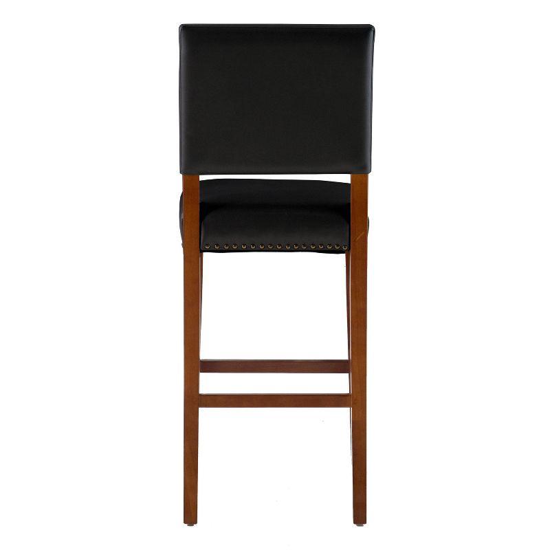 29" Brook Padded Back and Seat Faux Leather Barstool Hardwood/Black - Linon