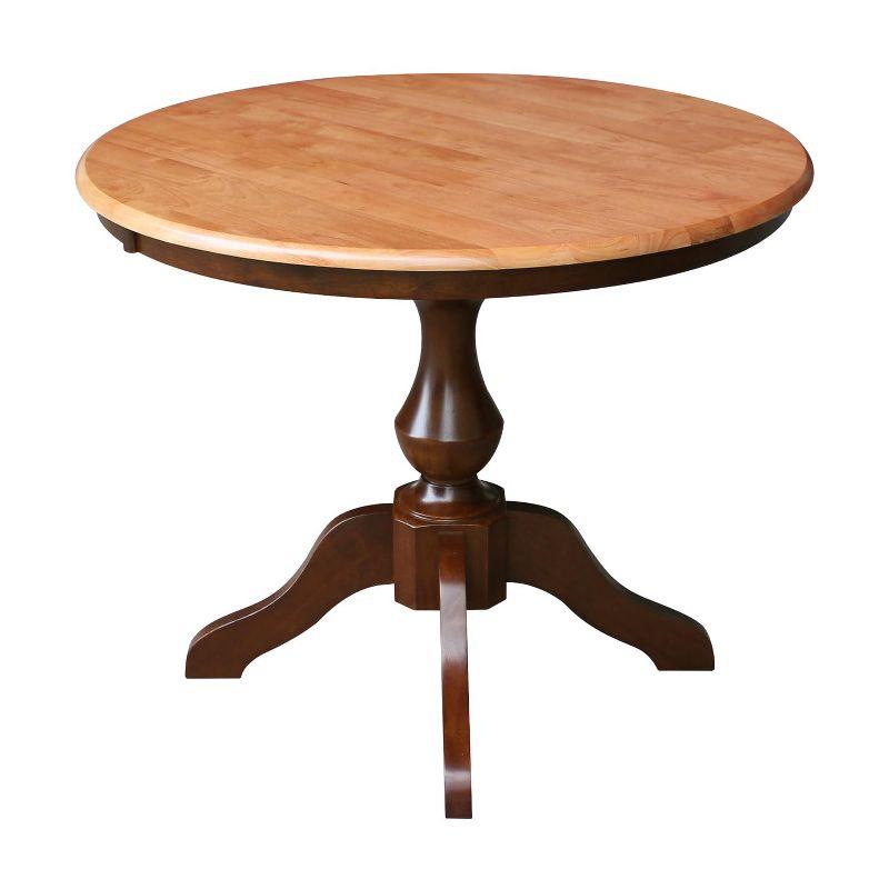 36" Round Cinnamon Espresso Wood Pedestal Dining Table