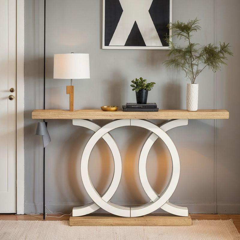 Farmhouse Console Sofa Table, 55 Inches Entryway Hallway Foyer Table White