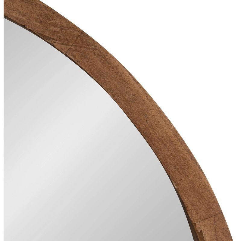 22" x 22" Hutton Round Wood Wall Mirror Rustic Brown - Kate and Laurel: Modern, No Assembly Required, Wall Mount