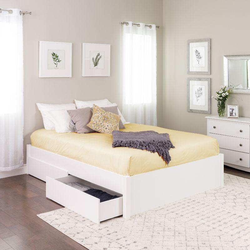 Elegant Queen Captain's Platform Bed with Upholstered Frame and 2 Storage Drawers