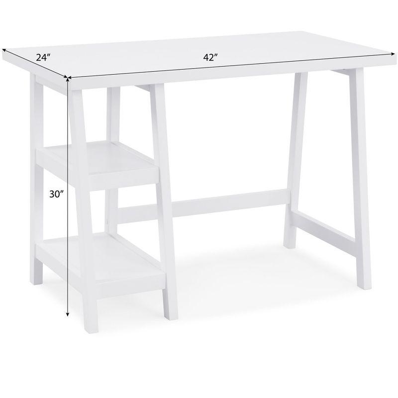 Roundhill Furniture Redina Contemporary Wood Writing Desk with Storage, White