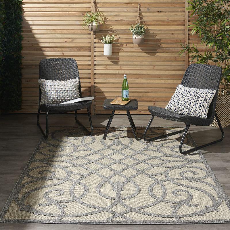 Palamos Cream Grey Geometric Synthetic 6' x 9' Indoor/Outdoor Rug