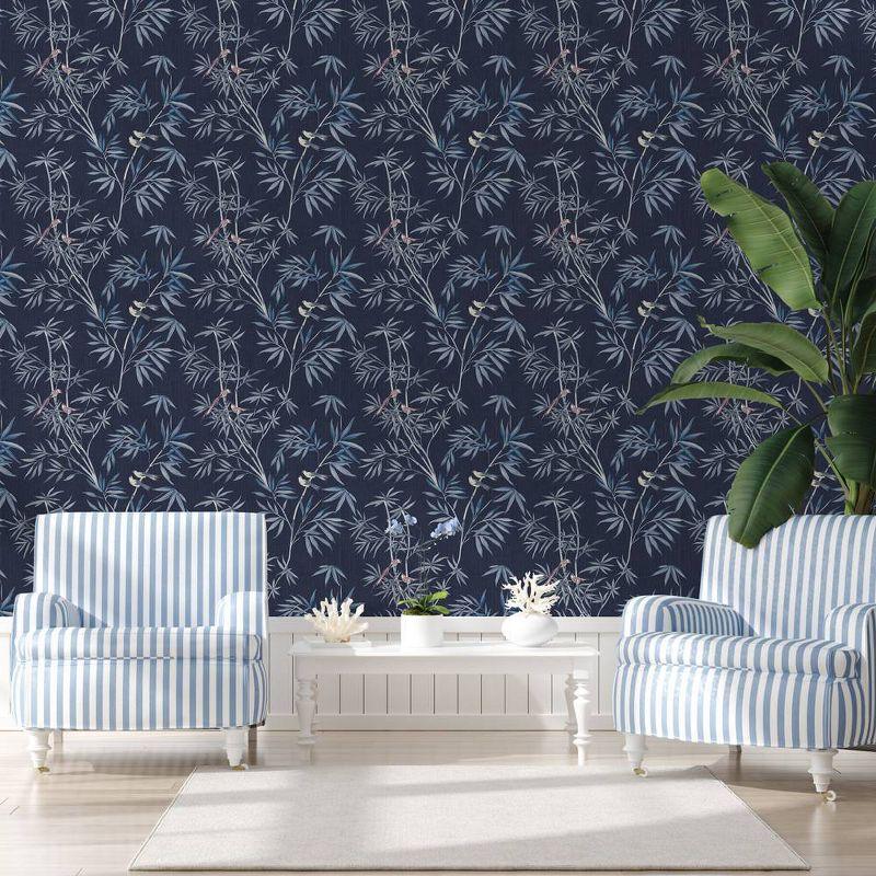 Tempaper & Co. Bamboo Chinoiserie Removable Peel and Stick Wallpaper, Nightfall, 28 sq ft: Vinyl, Self-Adhesive, Botanical Leaf Pattern
