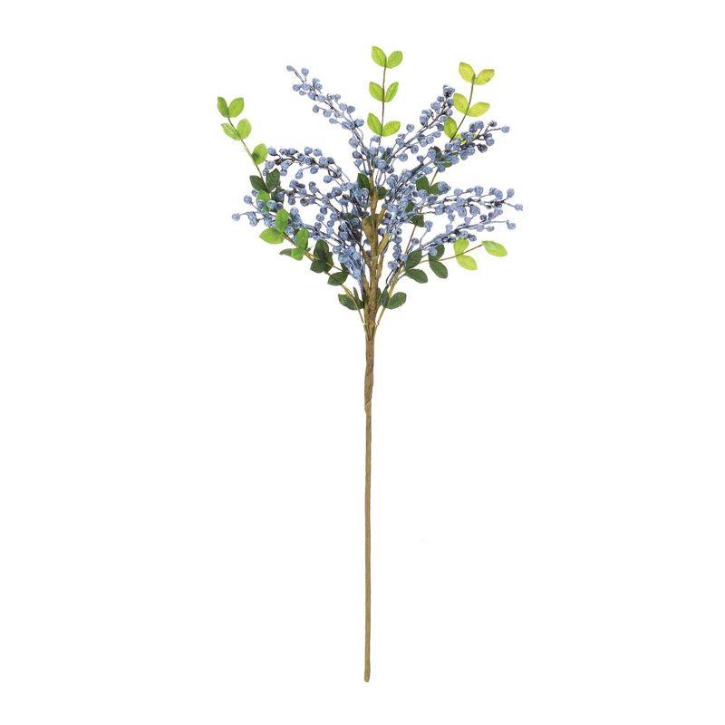 Blue Berry Leaf Spray Set with Green Accents, 20.5"