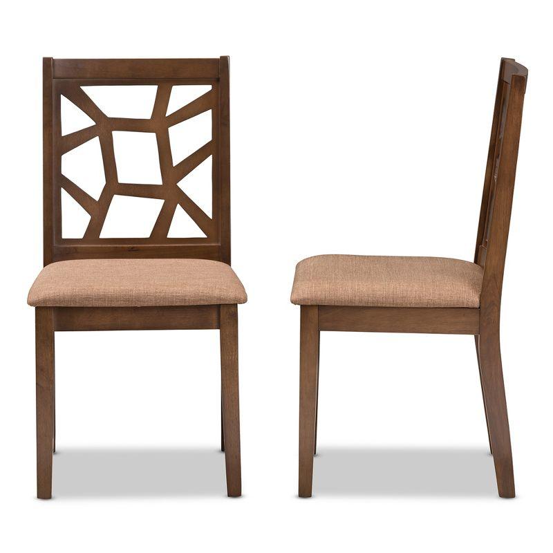 Abilene Mid-Century Light Brown Fabric and Walnut Wood Dining Chair Set